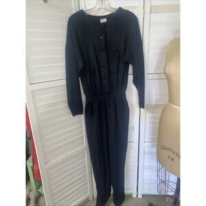 Vintage Avon Fashion Black Jumpsuit Pantsuit Acrylic USA Made Size Medium ￼
